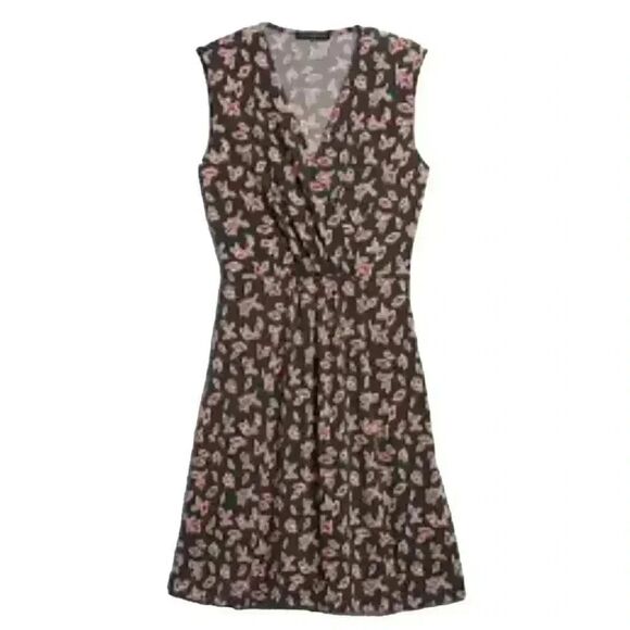 Banana Republic Women's Charcoal Gray/Yellow/Red Floral Poly/Spandex Knit Faux W - Picture 1 of 13